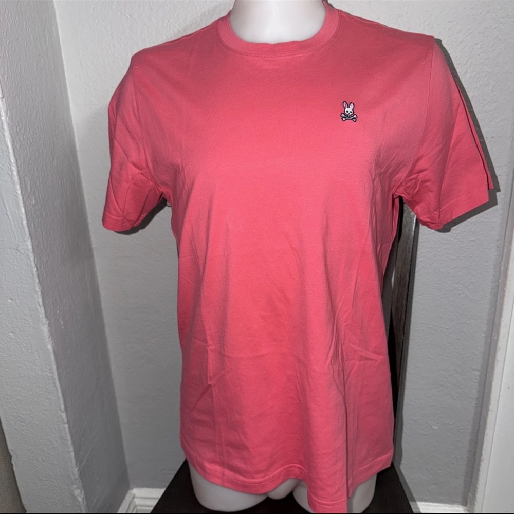 Physco Bunny Men's Short Sleeve Tee Shirt Pink/Coral Size 6 Embroidered Logo
